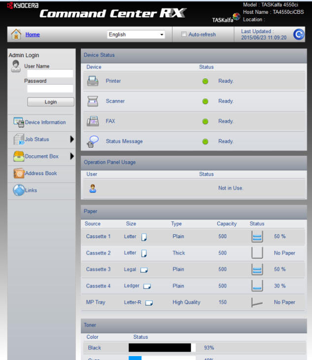 Kyocera Command Center RX Network Device Management at Central Business