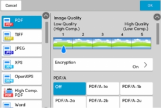Kyocera MFP Graphical User interface - File Formats and Photo Adjustments